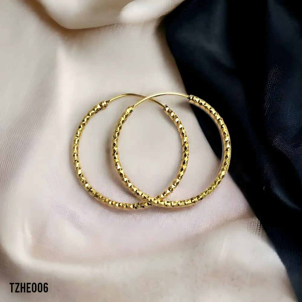 18k Golden Round Earrings TZHE006